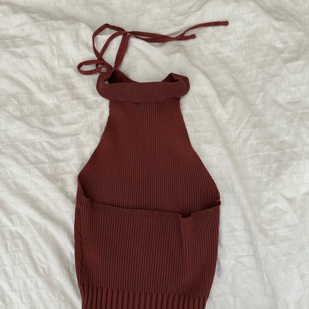 Rust Halter Knit Top - Picture 2 of 2
